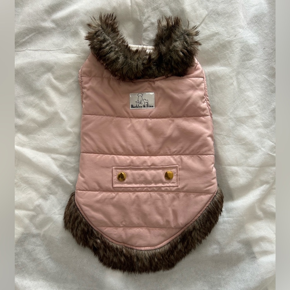 Pink Fur-Trimmed dog coat